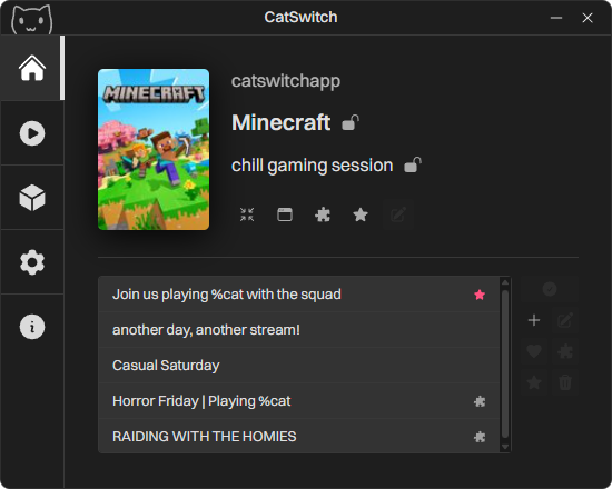 CatSwitch's dashboard